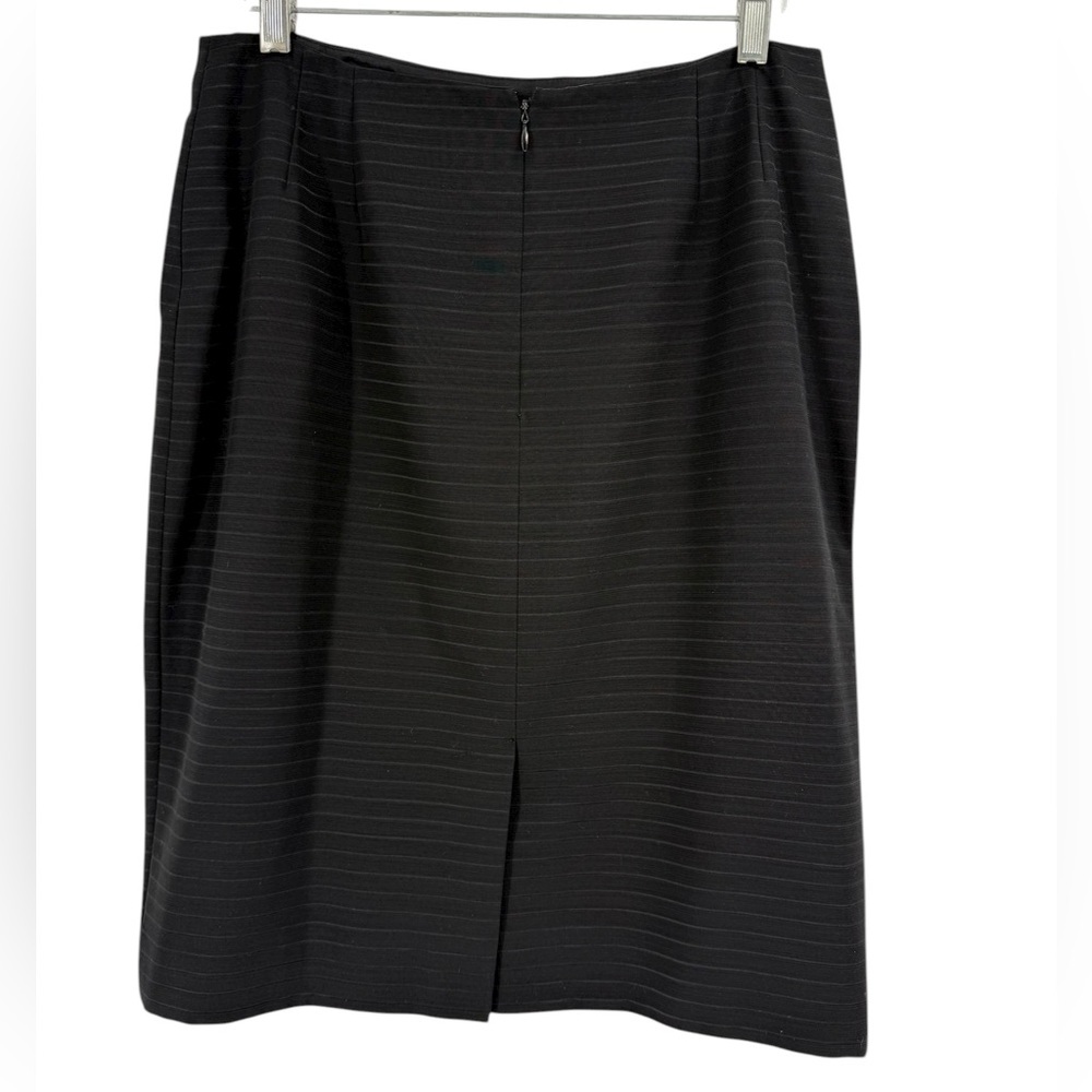 Emanuel Ungaro Black Striped Career Pencil Skirt Luxury French Designer, 10/44 - Picture 4 of 7